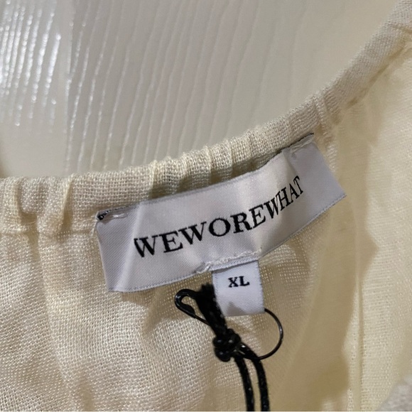 Who wore what whisper white ON/OFF SHOULDER TIE FRONT TOP linen blend Size XL - Picture 6 of 11